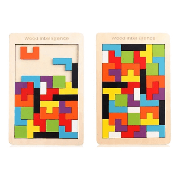 Jogo Educativo Madeira Quebra Cabeça Infantil Desafio Tetris